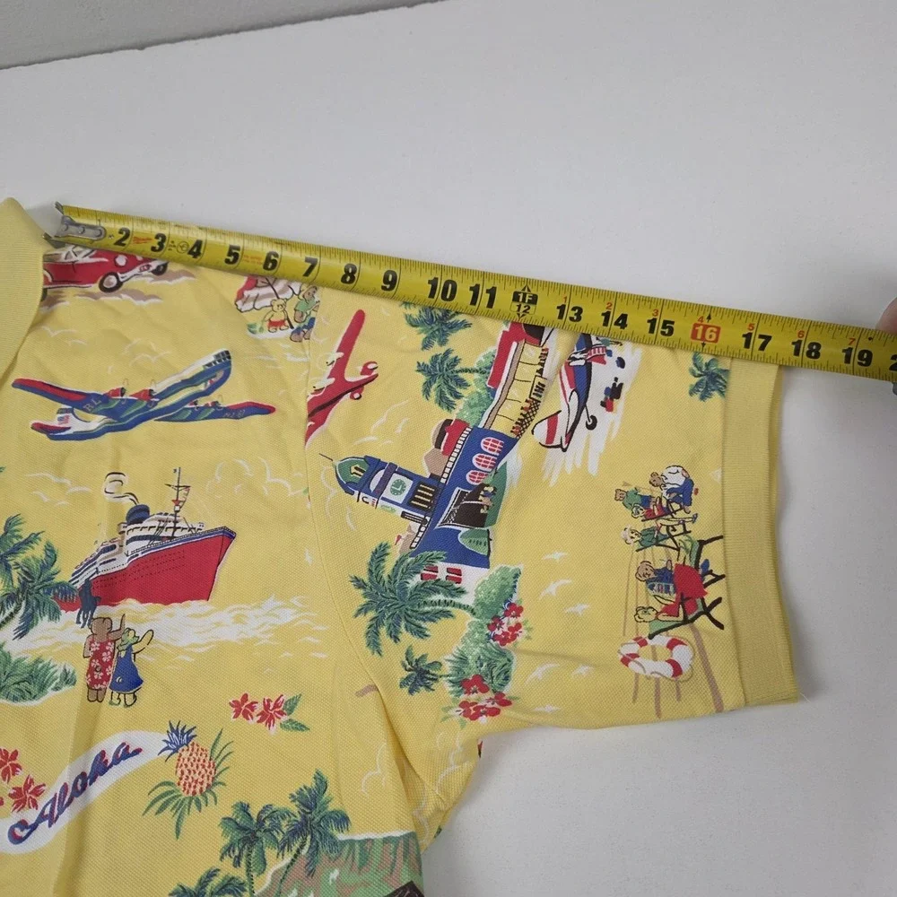 Polo Ralph Lauren Hawaiian Polo Shirt Mens 3XLT Yellow Aloha Print Short Sleeve